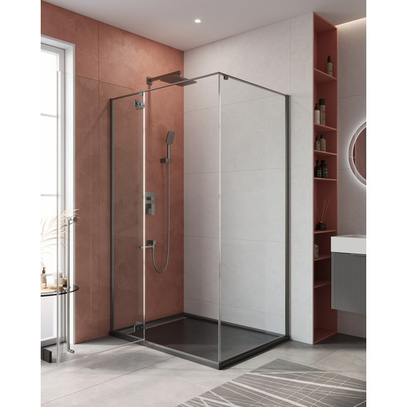 Душевое ограждение Cezares 1200x900 LINER-AH-1-120/90-C-GM-L, оружейная сталь/прозрачное - фото 2