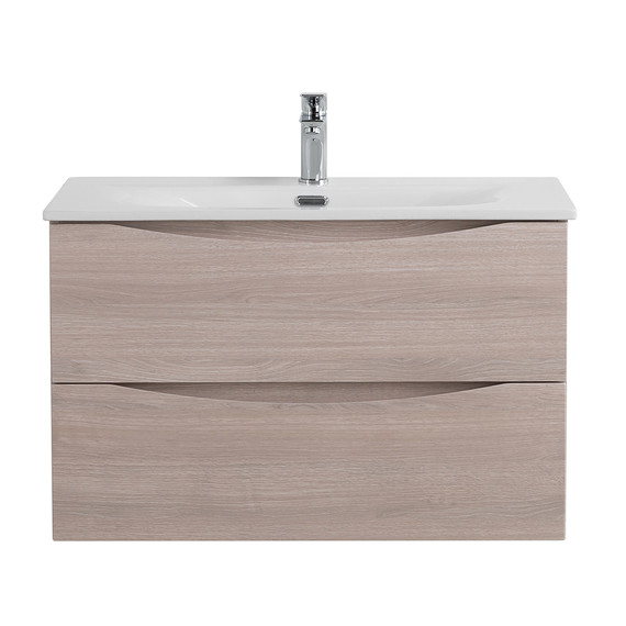 Тумба подвесная с раковиной BelBagno 90 см MARINO-CER-N-900-2C-SO-RG-P, rovere grigio - фото 