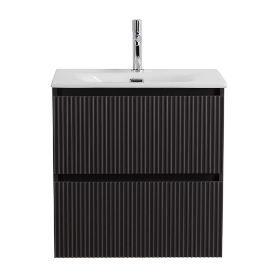 Тумба подвесная с раковиной BelBagno 60 см UNO-MINI-600-2C-SO-GSO, тёмно-серый матовый - фото 
