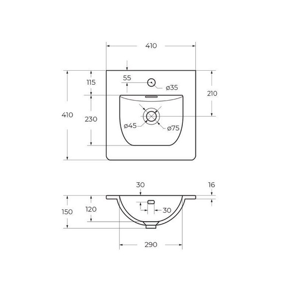 Тумба подвесная с раковиной BelBagno 40 см UNO-MINI-400-2C-SO-VO, еловый матовый - фото 4