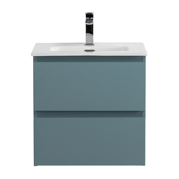 Тумба подвесная с раковиной Belbagno 50 см KRAFT 39-500/390-2C-SO-AO (раковина BB-8099-3-50) голубой матовый - фото 