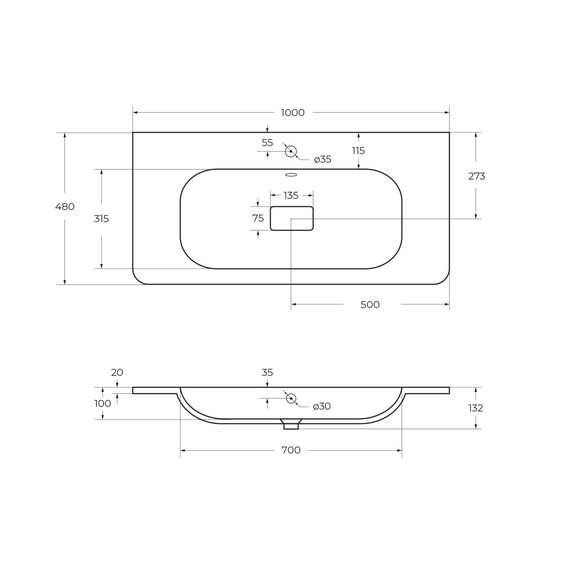 Тумба подвесная с раковиной Cezares 100 см RELAX-1000-2C-SO-GM, оружейная сталь - фото 5