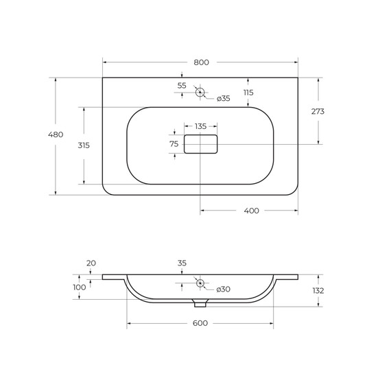 Тумба подвесная с раковиной Cezares 80 см RELAX-800-2C-SO-GM, оружейная сталь - фото 5