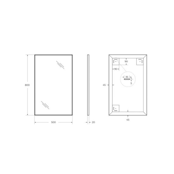 Зеркало BelBagno 50 см SPC-AL-500-800 Nero, чёрный - фото 7