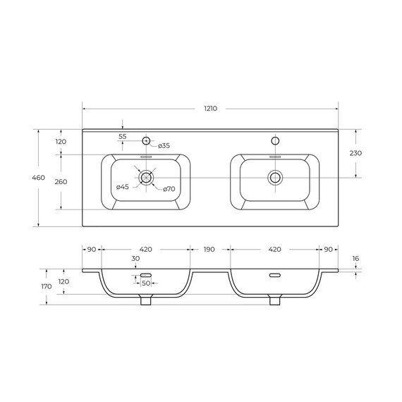 Тумба подвесная с раковиной Cezares 120 см ECO-CER-N-1200-2C-SO-2-BL (раковина CZR-8095-120-2) bianco lucido - фото 6
