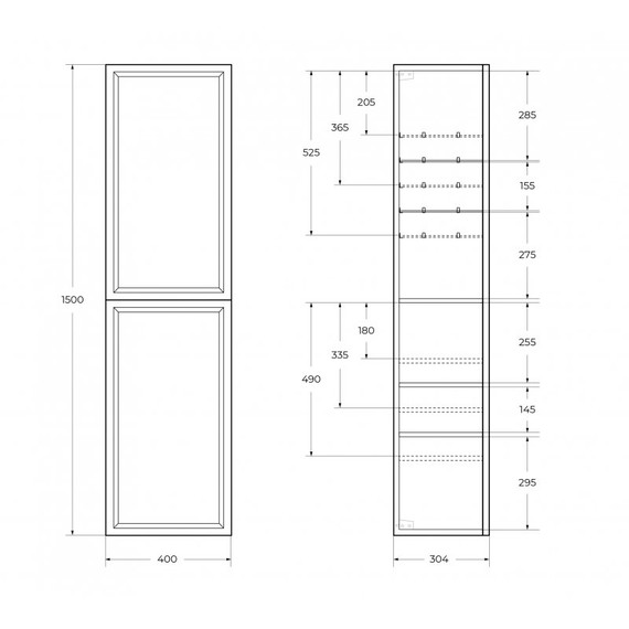 Пенал подвесной Cezares 40 см GIUBILEO-1500-2A-SC-BL, bianco lucido - фото 9
