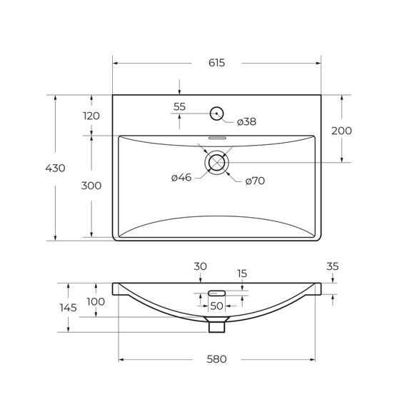 Тумба подвесная с раковиной BelBagno 60 см DUE-600-2C-SO-GM-P, оружейная сталь - фото 4