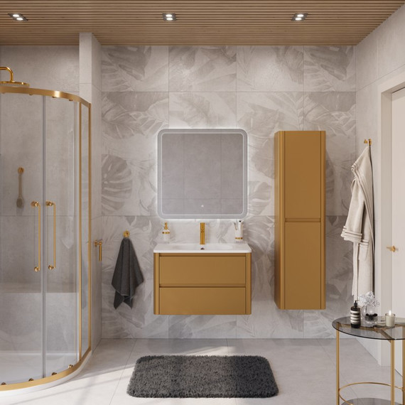 Тумба подвесная с раковиной Cezares 80 см RELAX-800-2C-SO-BORO-P, брашированное золото - фото 3