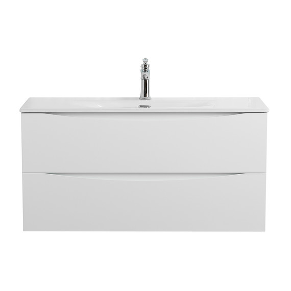 Тумба подвесная с раковиной BelBagno 100 см MARINO-CER-MINI-1000-2C-SO-BL-P, bianco lucido - фото 