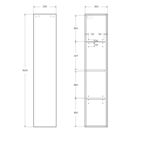 Пенал подвесной BelBagno 35 см KRAFT-1600-1A-SC-VO, еловый матовый - фото 7