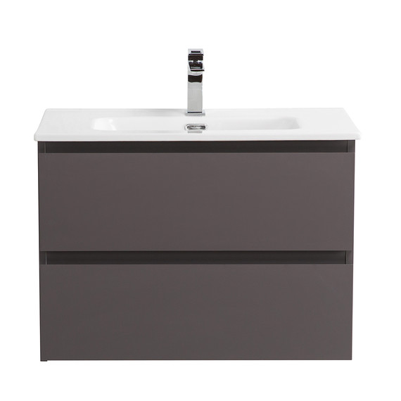 Тумба подвесная с раковиной Belbagno 70 см KRAFT-700-2C-SO-GSO (раковина BB-8099-70) тёмно-серый матовый - фото 