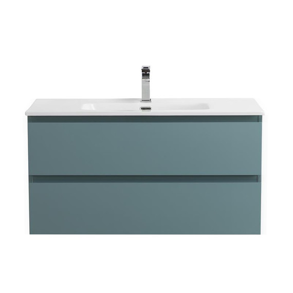 Тумба подвесная с раковиной Belbagno 90 см KRAFT-900-2C-SO-AO (раковина BB900ETL) голубой матовый - фото 