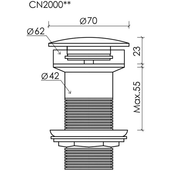Донный клапан Ceramicanova CN2000MDH, темный антрацит матовый - фото 2