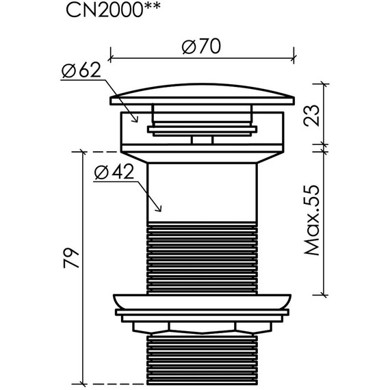 Донный клапан Ceramicanova CN2000MH, антрацит матовый - фото 2
