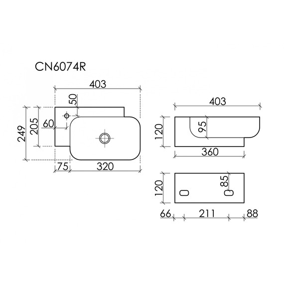 Раковина подвесная Ceramicanova Element 40 см R CN6074R - фото 7