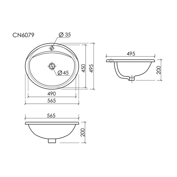 Раковина врезная на столешницу Ceramicanova Sun 56 см CN6079 - фото 7