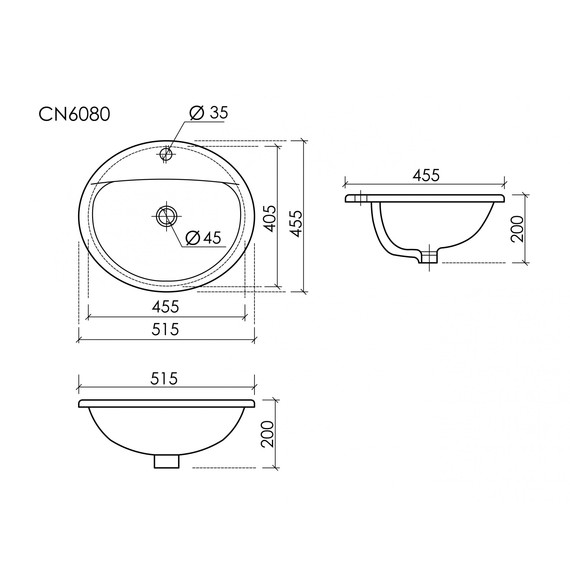 Раковина врезная на столешницу Ceramicanova Sun 51 см CN6080 - фото 8