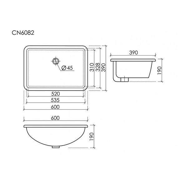 Раковина врезная под столешницу Ceramicanova Era 60 см CN6082 - фото 6