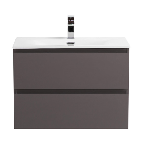 Тумба подвесная с раковиной Belbagno 60 см KRAFT-600-2C-SO-GSO (раковина BB-8099-60) тёмно-серый матовый - фото 
