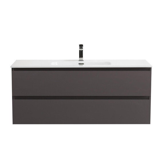 Тумба подвесная с раковиной Belbagno 120 см KRAFT-1200-2C-SO-GSO (раковина BB1200ETL) тёмно-серый матовый - фото 