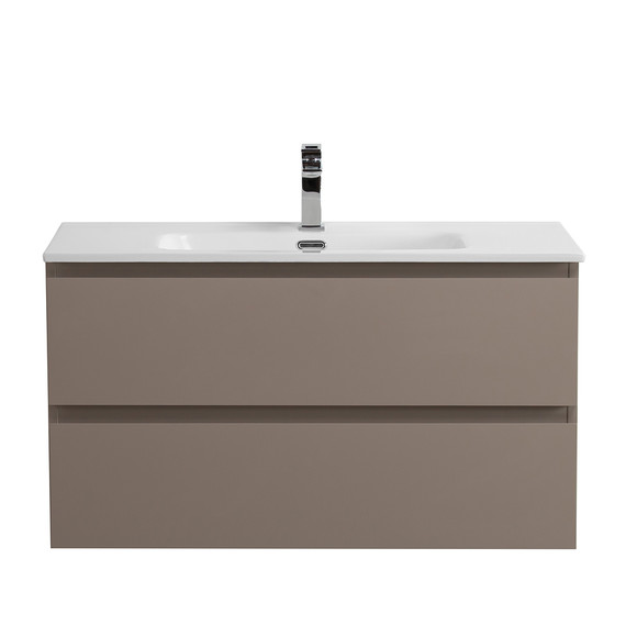 Тумба подвесная с раковиной Belbagno 90 см KRAFT-900-2C-SO-СO (раковина BB-8099-90) бежевый матовый - фото 