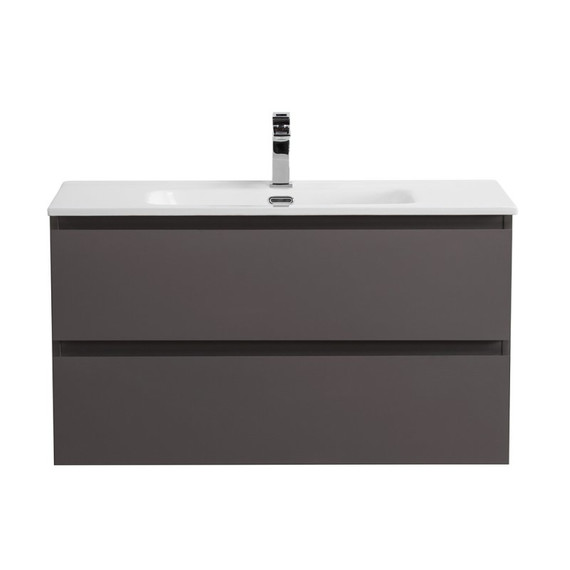 Тумба подвесная с раковиной Belbagno 75 см KRAFT-750-2C-SO-GSO, тёмно-серый матовый - фото 