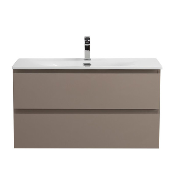 Тумба подвесная с раковиной Belbagno 80 см KRAFT-800-2C-SO-СO (раковина BB800ETL) бежевый матовый - фото 