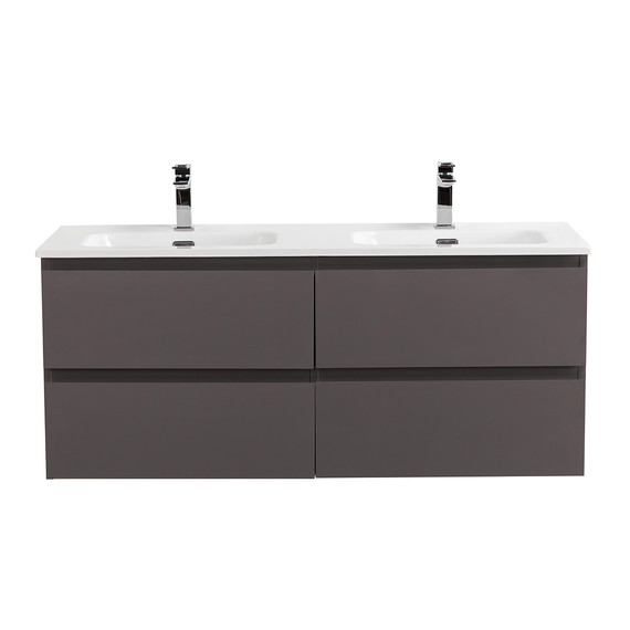 Тумба подвесная с раковиной Belbagno 120 см KRAFT-1200-4C-SO-GSO (раковина BB1200ETL) тёмно-серый матовый - фото 