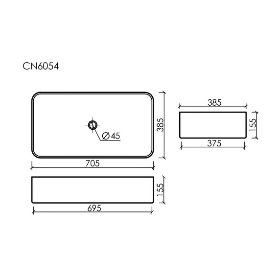 Раковина-чаша Ceramicanova Element 70 см CN6054MB, чёрный матовый - фото 10