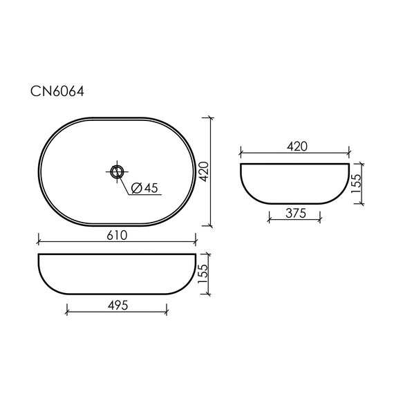 Раковина-чаша Ceramicanova Element 61 см CN6064 - фото 8