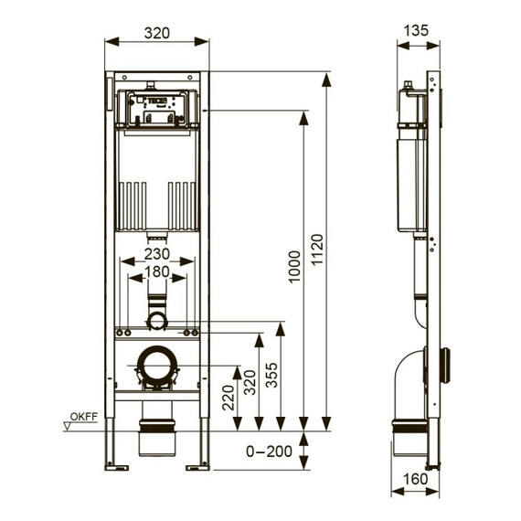 Инсталляция для подвесного унитаза TECEprofil (h = 1120 мм) 9400440 - фото 2