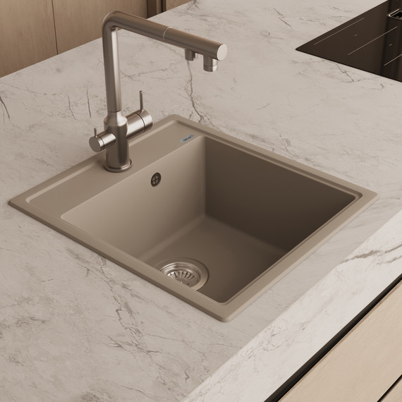 Кухонная мойка Abber Quarz AQ2901S, песочный - фото 2