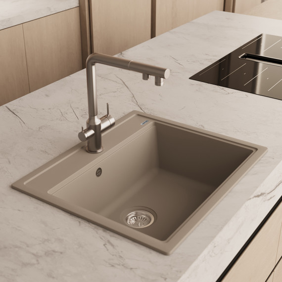 Кухонная мойка Abber Quarz AQ2902S, песочный - фото 2