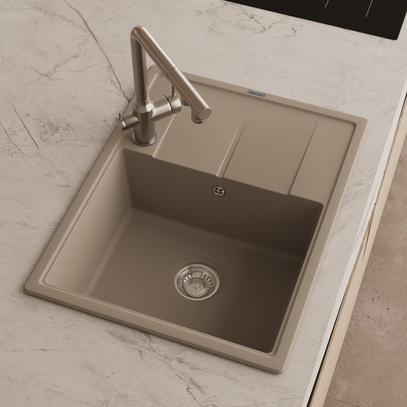 Кухонная мойка Abber Quarz AQ2903S, песочный - фото 2