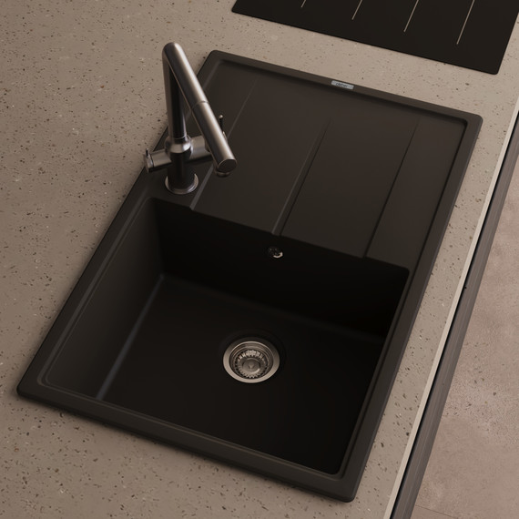 Кухонная мойка Abber Quarz AQ2904B, чёрный - фото 2