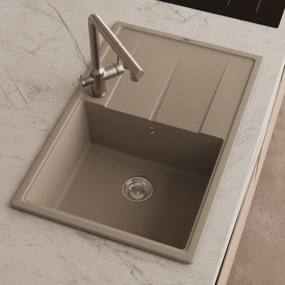 Кухонная мойка Abber Quarz AQ2904S, песочный - фото 2