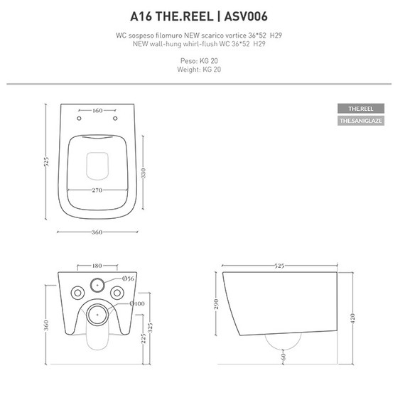 Унитаз подвесной безободковый ArtCeram A16 ASV006 15 00, grigio olivia (Система смыва торнадо) - фото 3
