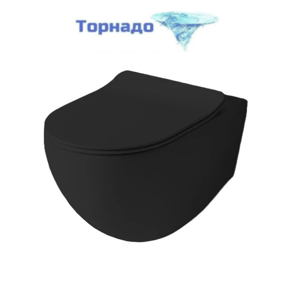 Унитаз подвесной безободковый ArtCeram File 2.0 FLV006 17 00, чёрный матовый (Система смыва торнадо) - фото 