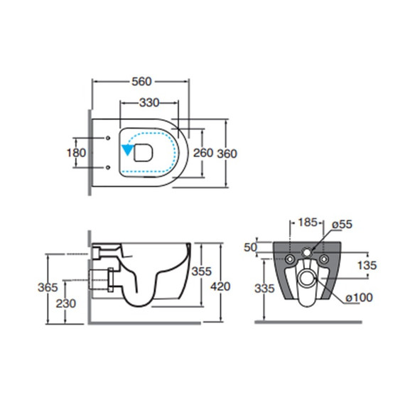 Унитаз подвесной безободковый Azzurra Lilac LIVCSP000000BI (Система смыва торнадо) - фото 2
