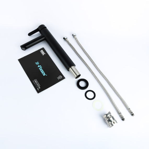 Смеситель для раковины высокий Fixsen NORDIC FX-8809B, чёрный - фото 3