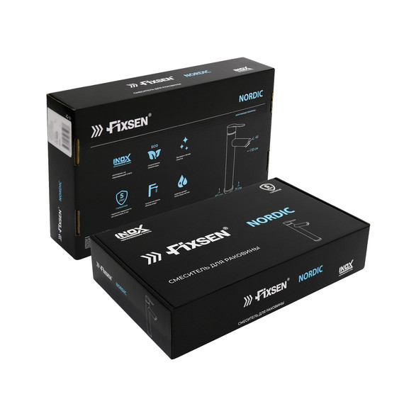 Смеситель для раковины высокий Fixsen NORDIC FX-8809B, чёрный - фото 4