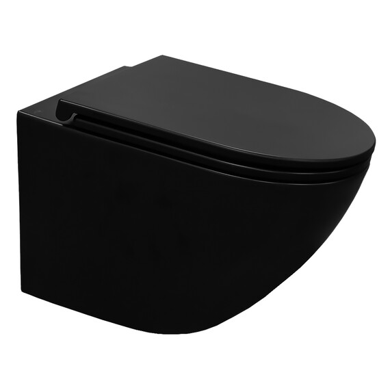 Унитаз подвесной безободковый Azario Grado AZ-0046-UQ3-MB с крышкой микролифт, чёрный матовый (Система смыва торнадо) - фото 2