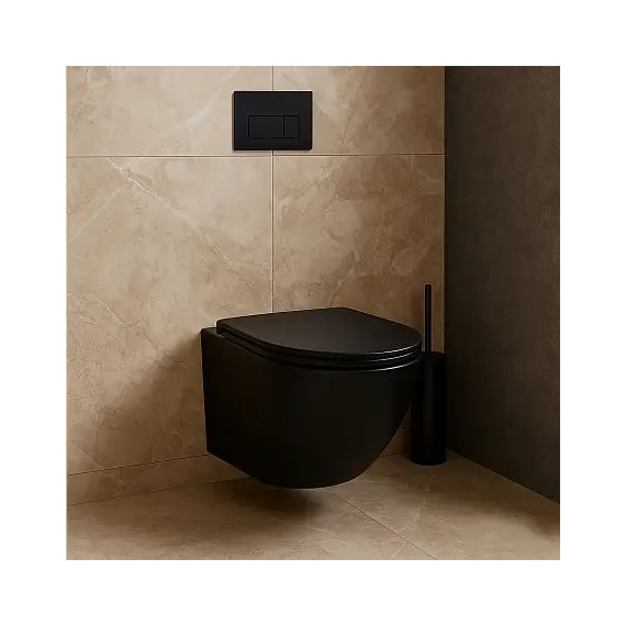 Унитаз подвесной безободковый Azario Grado AZ-0046-UQ3-MB с крышкой микролифт, чёрный матовый (Система смыва торнадо) - фото 16