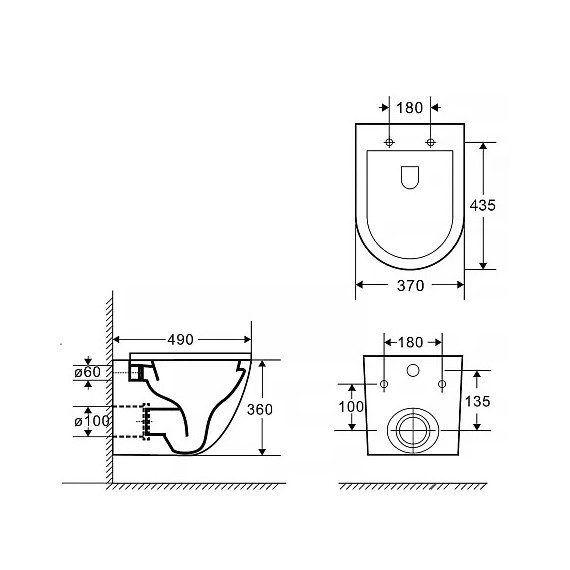 Унитаз подвесной безободковый Azario Grado AZ-0046-UQ3-MB с крышкой микролифт, чёрный матовый (Система смыва торнадо) - фото 17