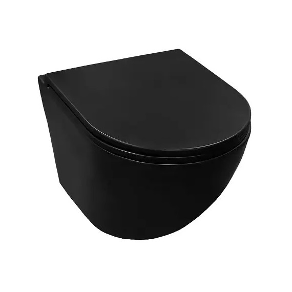 Унитаз подвесной безободковый Azario Grado AZ-0046-UQ3-MB с крышкой микролифт, чёрный матовый (Система смыва торнадо) - фото 2