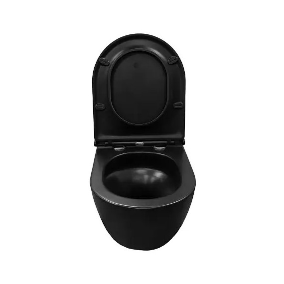 Унитаз подвесной безободковый Azario Grado AZ-0046-UQ3-MB с крышкой микролифт, чёрный матовый (Система смыва торнадо) - фото 6