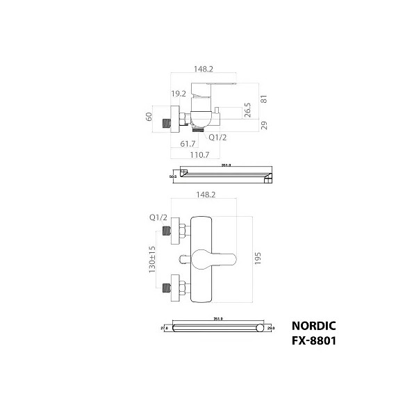 Смеситель для ванны Fixsen NORDIC FX-8801 - фото 8