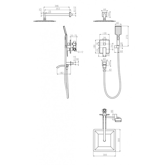 Душевая система для ванны Grocenberg GB5007GO, золото - фото 3