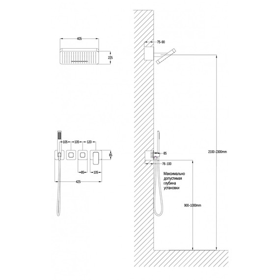Душевая система для ванны Grocenberg GB5030NK, никель - фото 2