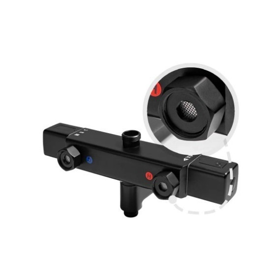 Душевая стойка с термостатом Grocenberg GB7005BL, чёрный матовый - фото 9